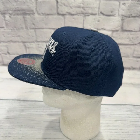 NWT Georgetown Hoyas Snapback Hat Mitchell Ness Blue Gray Spray Splatter College - Picture 2 of 7